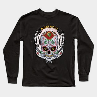 Mariachi Skull Abstract Design Artistic Long Sleeve T-Shirt